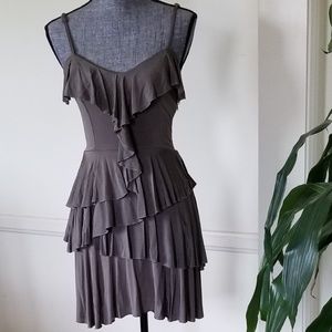 BeBe Ruffled Olive Dress Small